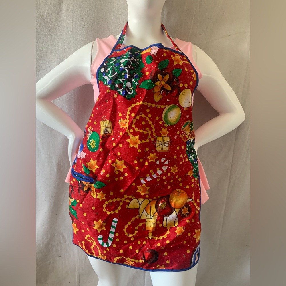 Christmas holiday light canvas / plastic lined bib apron new